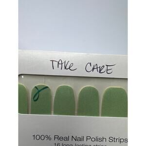 NWT Color Street “Take Care” Shimmering Mint Green Ribbon Nail Strips